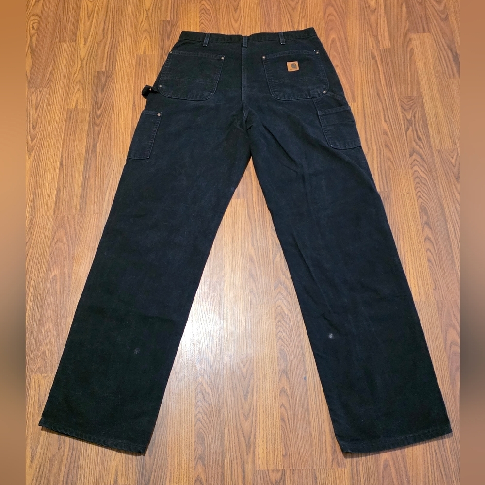 Men’s Carhartt B136 BLK Dungaree Fit Canvas Carpenter Pants 34x36 USA 90s A96 - Picture 9 of 13
